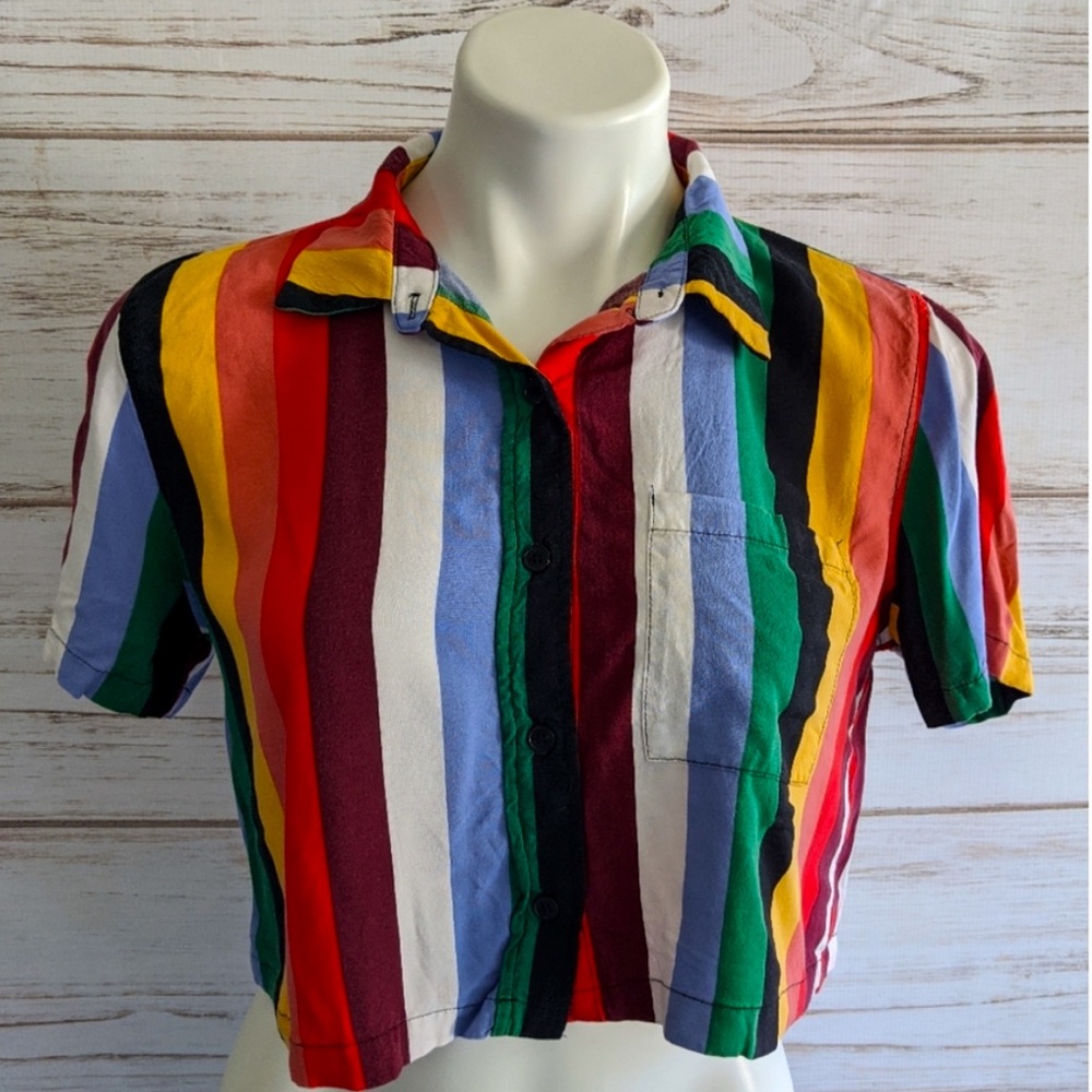 Forever 21 | Striped Crop Top Button Down Tee